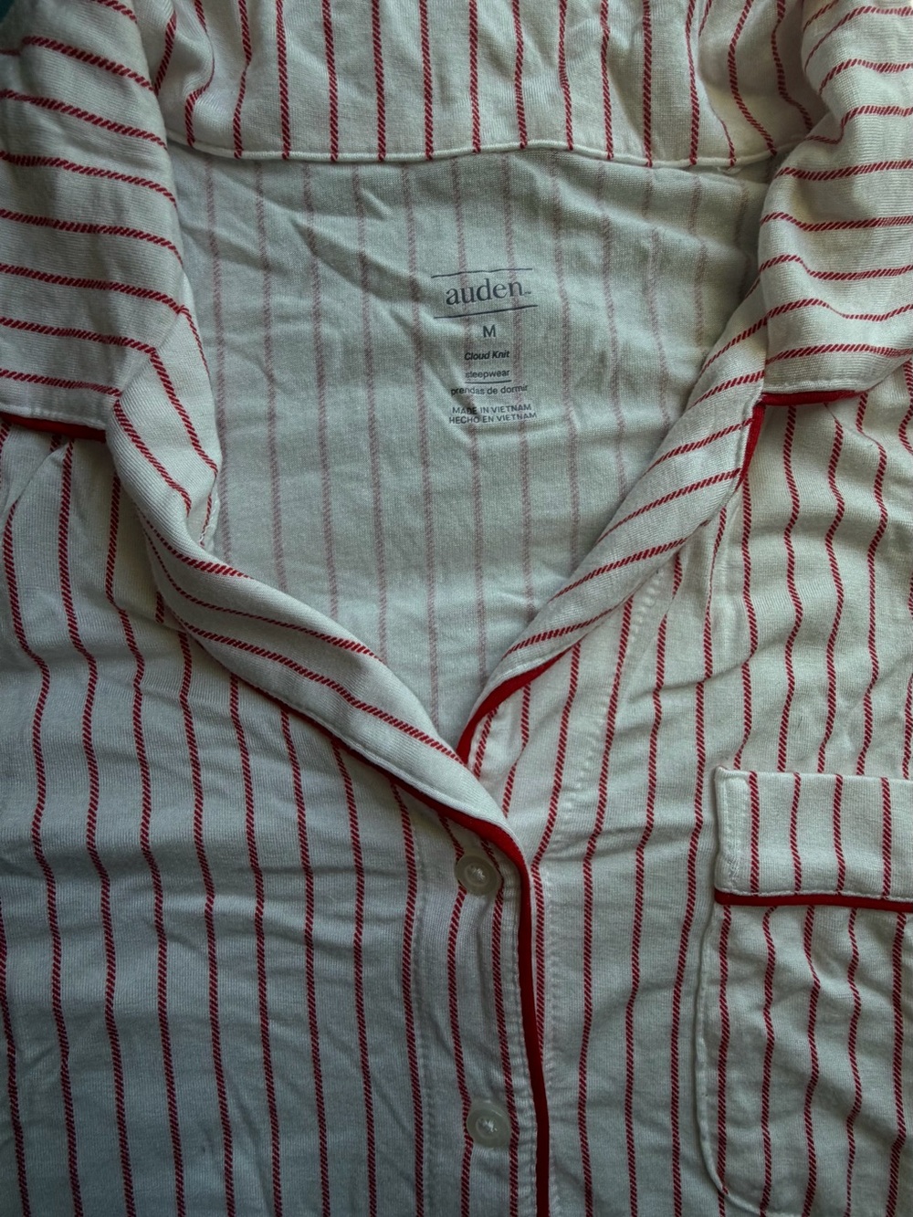 Auden White Pajama Top with Red Stripes
